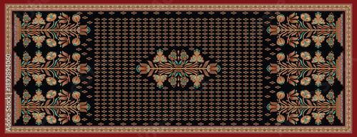 decorative mughal motif   stole black background design