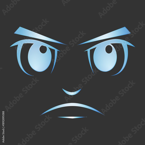 Angry Face Icon Design Element Vector Illustration Intense Expression Frustration Displeasure Negative Emotion