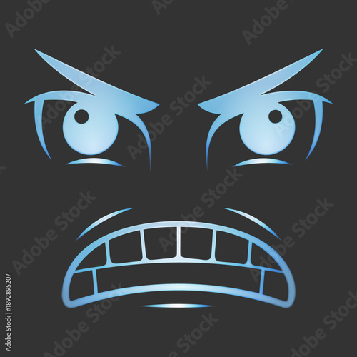 Angry Face Icon Design, Furious Expression Symbol, Aggression Concept Vector Illustration
