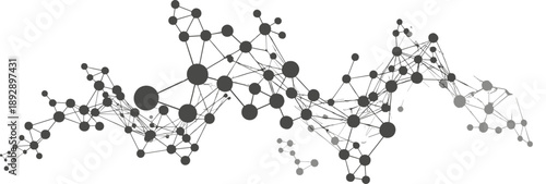 Abstract connected dots and lines network visualization representing data flow, technology, artificial intelligence, blockchain, communication systems