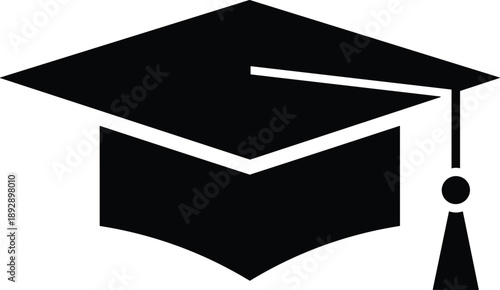 Graduation cap silhouette icon representing education, academic achievement, university success, learning concept, and scholarly milestone design, ideal for certificates, logos, websites