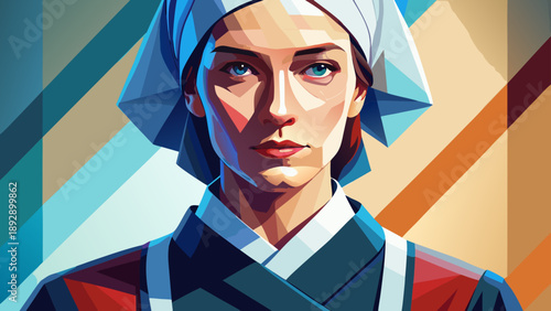 Very beautiful close-up of an Amish women’s traditional dress with plain fabric and modest design, isolated on white background, emphasizing simplicity, craftsmanship, and timeless American cultural i