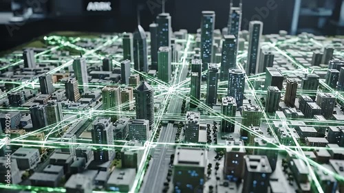 creating a miniature city model with detailed streets and buildings