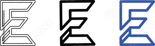 Modern Geometric Letter E Logo Design Set with 3D Perspective for Tech Branding