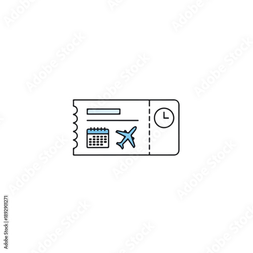 Flight Ticket with Calendar and Airplane Icon