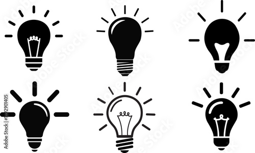 Light Bulb Icon Set for Ideas, Creativity, Innovation, Inspiration and bright new solutions for problem solving