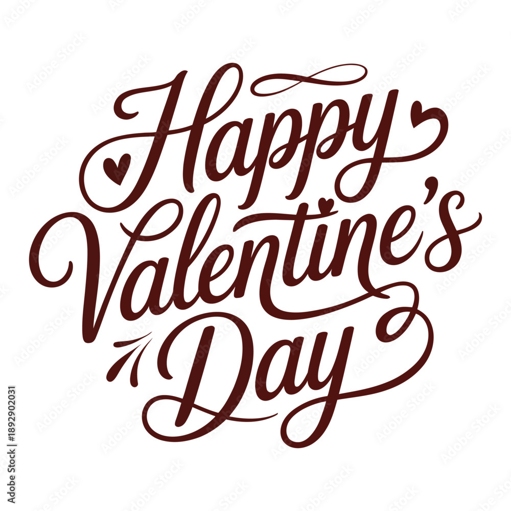 Obraz premium A festive Happy Valentine's Day message in elegant calligraphy on a white background