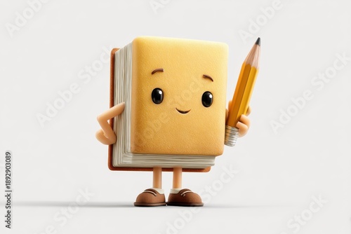 Literary Companion: A charming animated book, rendered with soft textures and vibrant colors, personifies the essence of knowledge and creativity. The image radiates warmth.