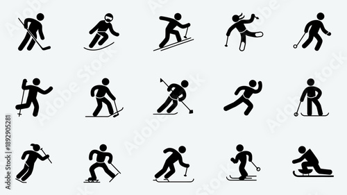 Winter Sport Silhouettes: Dynamic silhouettes capture the essence of various winter sports, depicting a range of action-packed activities.