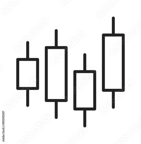 Stylized illustration of four candlestick charts representing financial trends.