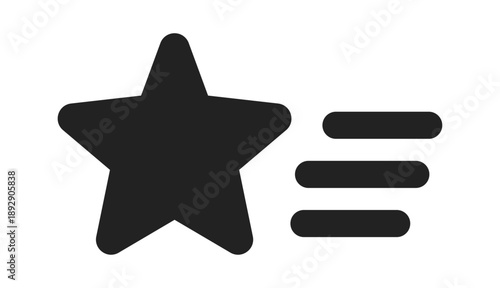 A bold black star icon accompanied by three horizontal bars, symbolizing favorites or important selections.