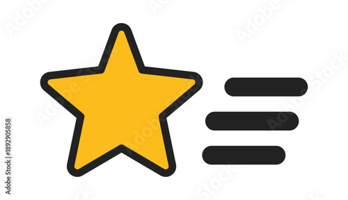 A bold yellow star icon with black horizontal lines, symbolizing ratings or lists.