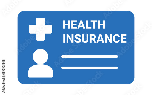 Illustration of a health insurance card featuring a medical cross and a placeholder for personal details.