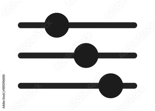 Simple black slider control icon on a white background, representing audio or visual adjustments.