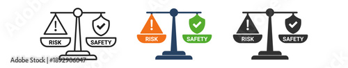 A visual representation of risk and safety scales, highlighting the balance between risk management and safety across three designs.
