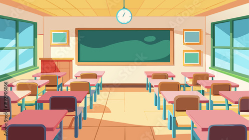 Empty classroom with chalkboard