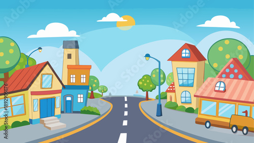 Colorful suburban neighborhood