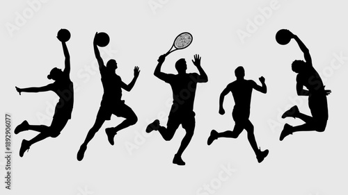 Sports Silhouette: Dynamic silhouettes of athletes in action, capturing the energy of various sports. Witness the raw power and determination of sports players. 