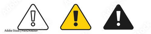Three triangle warning signs in various colors: black, white, and yellow, emphasizing caution and alertness.
