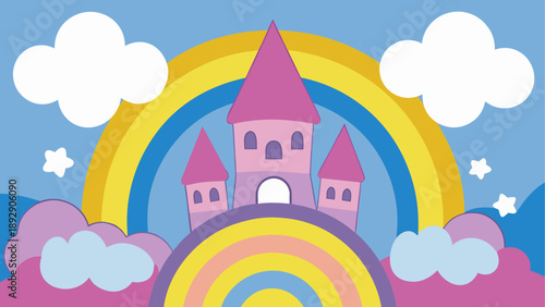 Magical castle under the rainbow
