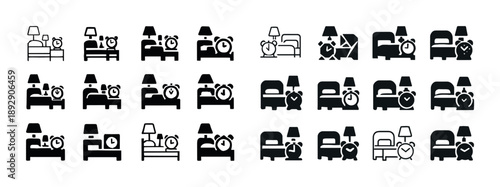 Collection of bed and clock icons