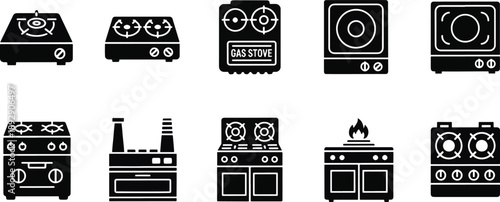 Kitchen Gas Stove & Cooking Appliance Icons