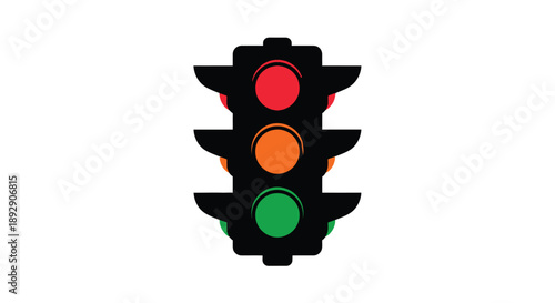A traffic light displaying red yellow and green lights silhouette