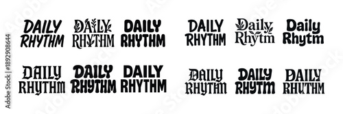 Variety of vintage fonts showcasing 'daily rhythm' text