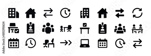 Office and home icons for communication and workflow