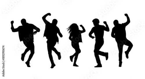 People dancing silhouettes isolated on transparent background