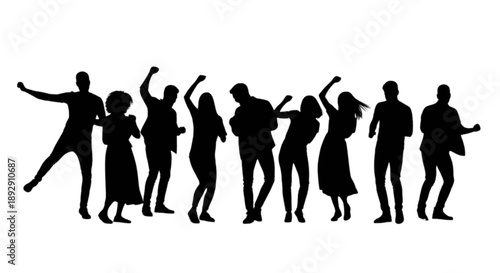 Group of people dancing isolated on transparent background