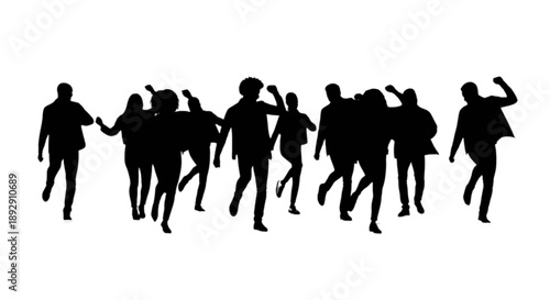 Group of people dancing together isolated on transparent background