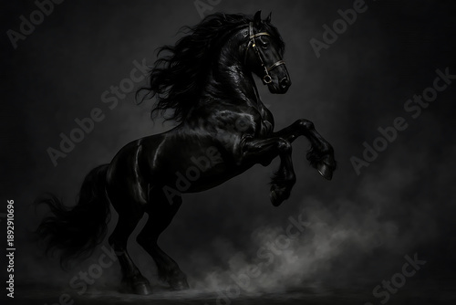 black horse, animal