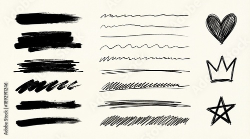 vector set of brush strokes