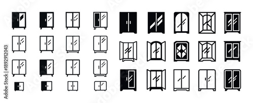 Set of 25 wardrobe icons depicting various styles and designs