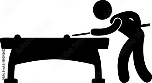 Billiard Player Leaning Over Table Vector Icon