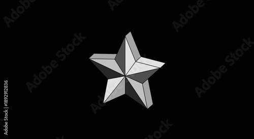 Geometric Star Shape Isolated on Black Background.
