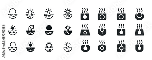 Minimalist icon set of weather and nature symbols