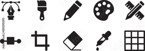 Design tool icon set vector illustration with creative tools for web, apps, and UI projects, EPS format.