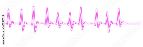 Tableau sur toile Heartbeat monitor line graph in pink color isolated on transparent background