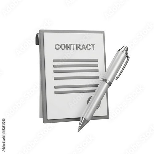 A contract document with a pen on transparent background