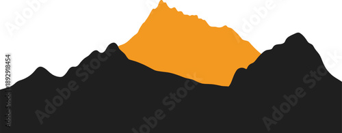 Abstract Mountain Range Silhouette with Orange Sun