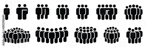 People 1 2 3 4 5 6 7 8 9 10 Icon Crowd Signs, participants, group, team, meeting, organization, community, population, audience, members, discussion, assembly, interview vector illustration.