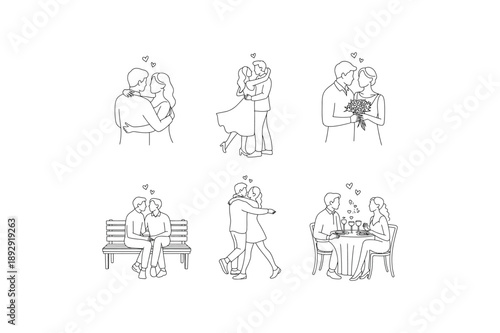 Romantic Couples in Various Intimate and Social Settings romance love valentines day