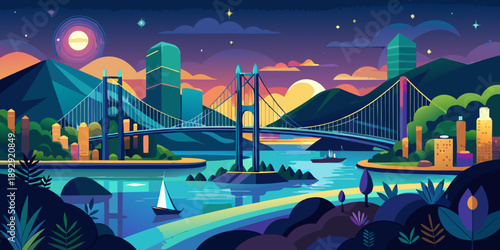 night landscape with the city