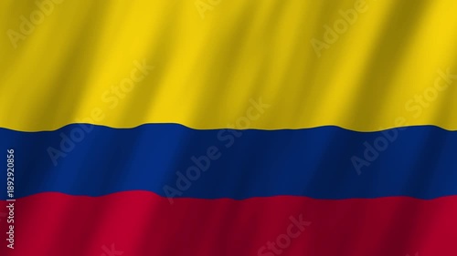 Colombia Flag Waving on Wind, Realistic 4K Background Animation