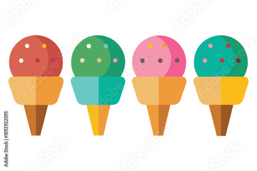 ice cream set silhouette line art vector on white background