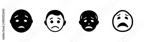 Four sad faces Vector, illustration