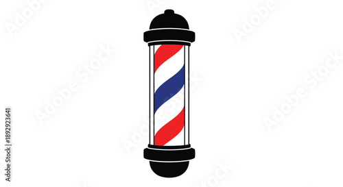 Classic barber pole with red white and blue stripes a silhouette