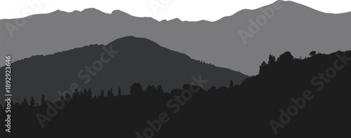 Rolling Hills and Mountain Peaks Silhouette mountains